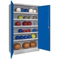 PAVOY Sportgeräteschrank | Ballschrank mit Flügeltüren | 195 x 120 x 50 cm mit Vollblech- oder Lochfeldtüren | große Farbauswahl