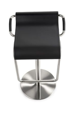 Barstuhl mit Sitzschale aus Echtleder Schwarz und Chromgestell