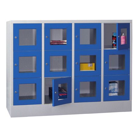 PAVOY Schließfachschrank mit Sichtfenstertüren | 12 Abteile je 40 cm breit | 118