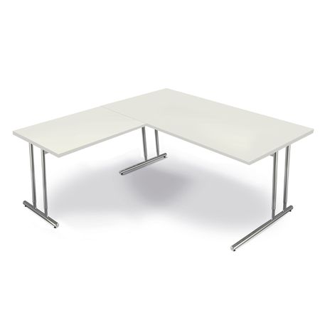 Chromeline höhenverstellbarer Eckschreibtisch | 160 x 180 cm | Weiß