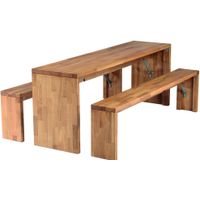 Klapptisch | Holztisch Eiche massiv  200 x 50 cm für Innen & Außen