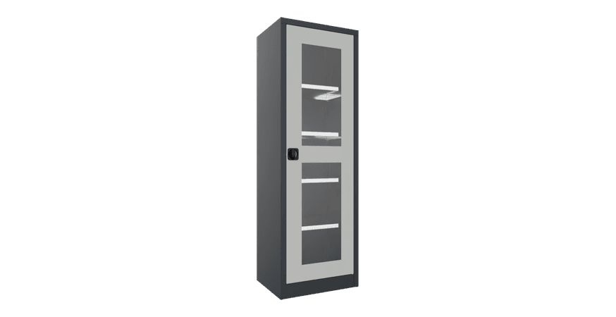 PAVOY Flügeltürschrank | mit Sichtfenstertüren | 195 x 64 x 40 | große Farbauswahl