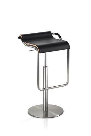 Designbarstuhl Sitzschale aus Echtleder in Schwarz