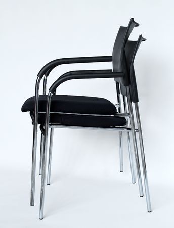 Stuhl, stapelbar, Armlehnenstuhl, Stuhl mit arblehnen, schwarz