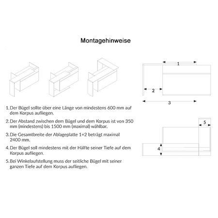 Montagehinweise Empfangstheke Geo flexible Größenanpassung