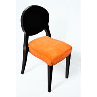 Loungechair | Esszimmerstuhl | oval schwarz mit Polster ORANGE