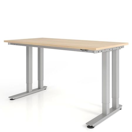 Hammerbacher VHD4180 8 Schreibtisch | Sitz-Stehtisch Schwerlast| doppeltem T-Fuß-Gestell-Ahorn