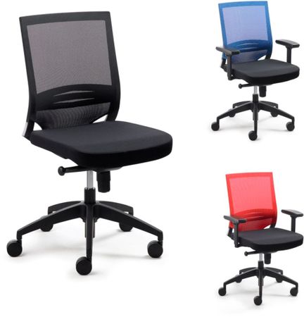 Bürostuhl | Drehstuhl - mit Synchronmechanik, höhenverstellbarer Lendenwirbelstütze und Netzrücken in verschiedenen Farben