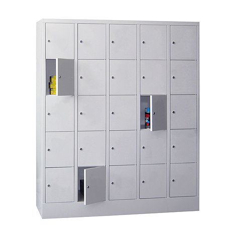 PAVOY Schließfachschrank mit Vollblechtüren | 25 Abteile je 30 cm breit | 185 x 150 x 50 | GROßE FARBAUSWAHL