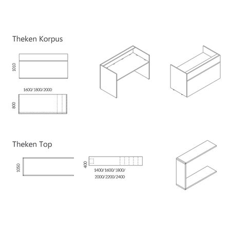 Empfangstheke GEO 4 - Typ 2U - wahlweise mit Schriftzug | Graphit