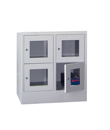PAVOY Schließfachschrank mit Sichtfenstertüren | 4 Abteile je 40 cm breit | 85