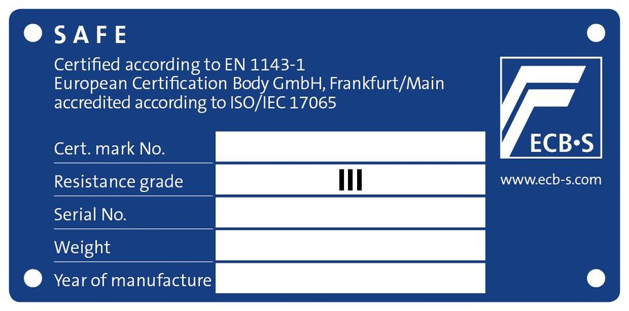 Tresor Safe ECBS Grad Klasse Stufe 3 III