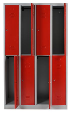 Spind mit 4x2 Abteilen 195x117x50 GRAU/ROT