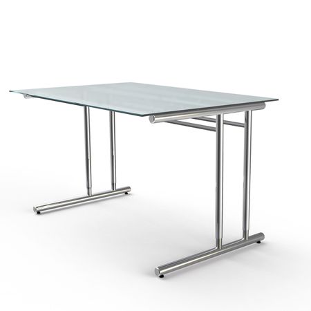 Chromeline höhenverstellbarer Schreibtisch mit Glasplatte | 120 x 80 cm