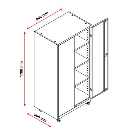 Multimediaschrank auf Rollen 178x90x60