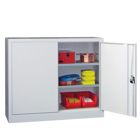 PAVOY halbhoher Flügeltürenshrank | Werkstattschrank mit verzinkten oder lackierten Fachböden | 100x120x60 | GROßE FARBAUSWAHL