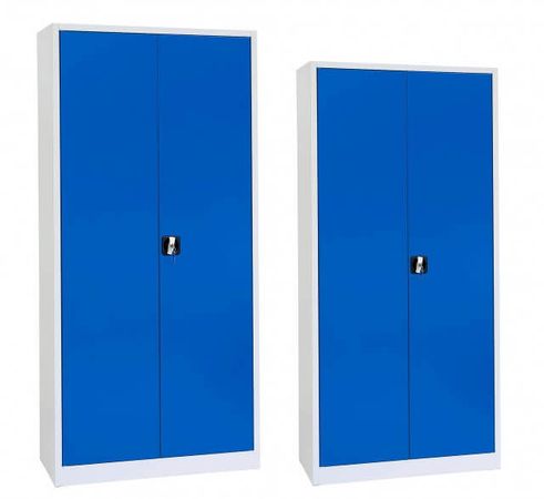GS Aktenschrank | Stahlschrank Set | 195 + 180 GRAU/BLAU
