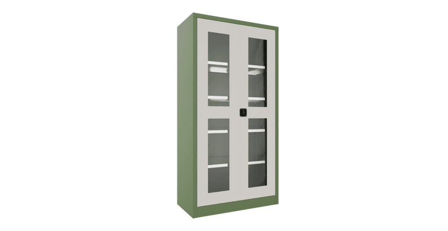 PAVOY Flügeltürschrank | mit Sichtfenstertüren | 195 x 100 x 50 | große Farbauswahl