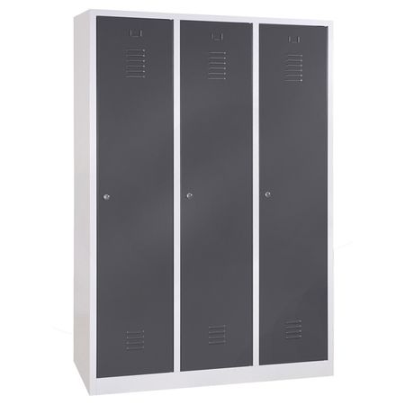 Spind mit 3 Abteilen 180x120x50 GRAU/ANTHRAZIT