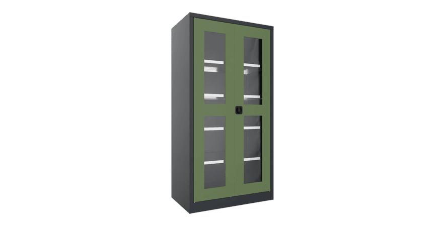 PAVOY Flügeltürschrank | mit Sichtfenstertüren | 195 x 100 x 60 | große Farbauswahl