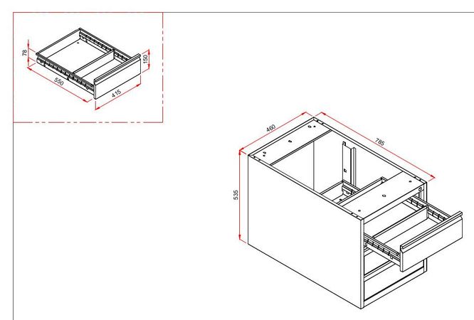 Schreibtischuntercontainer mit 3 Schubladen