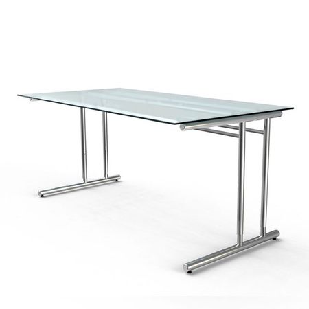 Chromeline höhenverstellbarer Schreibtisch mit Glasplatte | 160 x 80 cm