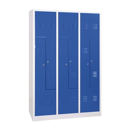 Spind in Z-Form | 6 Abteile 180x120x50 GRAU / BLAU