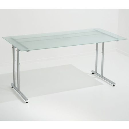 Chromeline höhenverstellbarer Schreibtisch mit Glasplatte | 120 x 80 cm