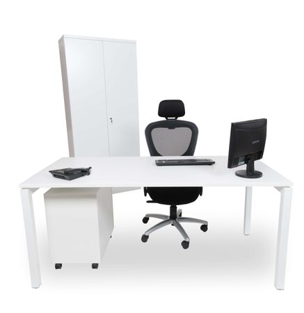 Büroeinrichtung weiss weiß hochwertig Schreibtisch