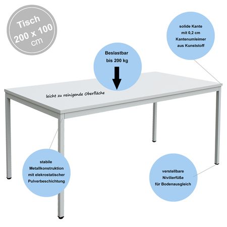 Schreibtisch | Konferenztisch | 200 x 100 | verschiedene Farben