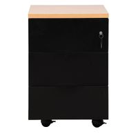 Rollcontainer mit 3 Schubladen | SCHWARZ/BUCHE | 62 x 40 x 60 cm (HxBxT)