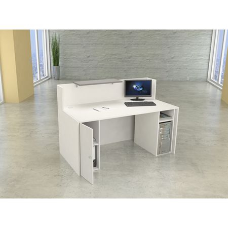Empfangstheke Empfangstresen Counter Schreibtisch PC-Arbeitsplatz Eingangsbereich weiß weiss