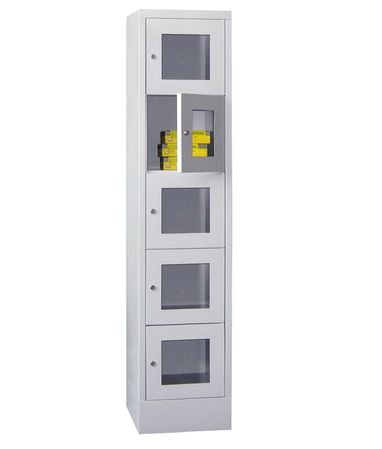 PAVOY Schließfachschrank mit Sichtfenstertüren | 5 Abteile je 40 cm breit | 185 x 40 x 50 | GROßE FARBAUSWAHL