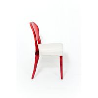 Loungechair | Esszimmerstuhl | transparent-rot mit Polster BEIGE