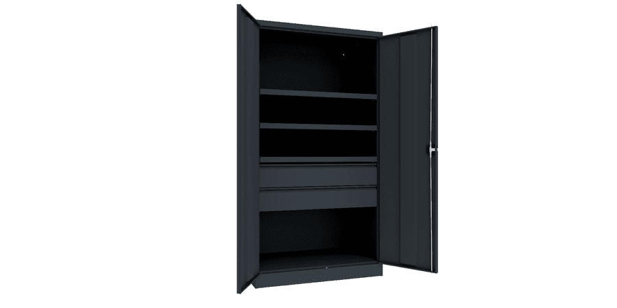 PAVOY Schwerlastschrank Premium mit Flügelt üren | 3 Fachböden + 2 Schubladen 17,5 cm | 195 x 104 x 63 | große Farbauswahl
