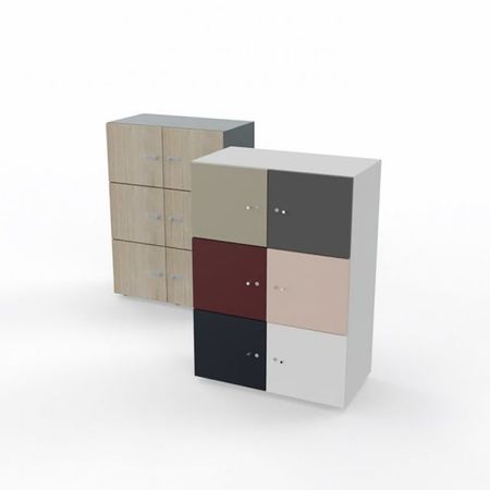 Schließfachschrank aus Holz 2x3 Abteile | 114x80x42 | diverse Farben