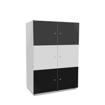 Holzschrank Postverteilschrank Kommode Sideboard Schließfachschrank 6 Abteile weiß schwarz 