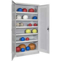 PAVOY Sportgeräteschrank | Ballschrank mit Flügeltüren | 195 x 100 x 50 cm mit Vollblech- oder Lochfeldtüren | große Farbauswahl