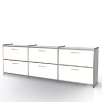 Chromeline Sideboard 2 / 3 mit 6 Schubladen | 78 x 236 x 38 cm | Anthrazit, Weiß, Rot
