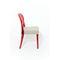 Loungechair | Esszimmerstuhl | transparent-rot mit Polster ECRU (HELLGRAU)