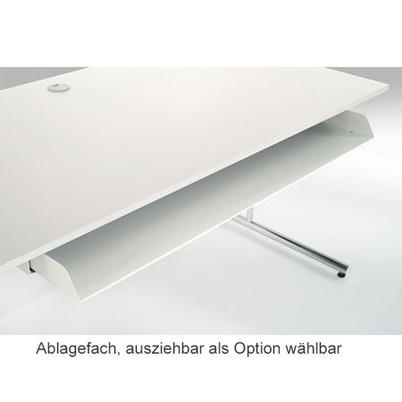 Kabeldurchlassbohrung links mittig rechts chromeline höhenverstellbarer Schreibtisch Sitz-Steh-Tisch