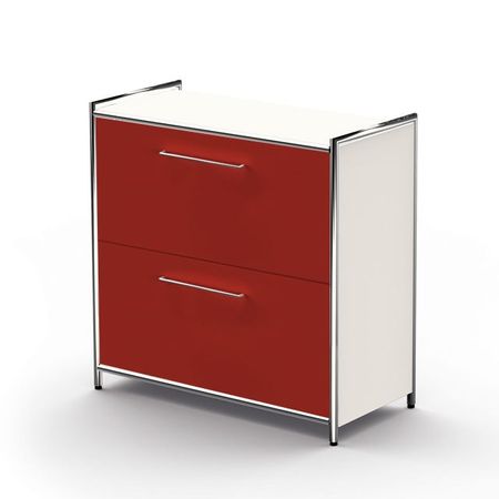 Schubladenschrank Büroschrank Sideboard Aktenschrank weiss weiß rot
