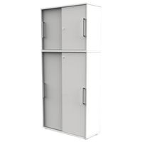 Schiebetürenschrank aus Holz - 6 Ordnerhöhen | 222x100x40 WEIß