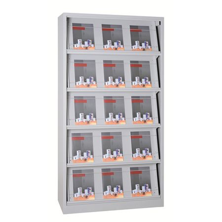 Prospektschrank | Prospektregal aus Stahl 195x100x42 GRAU