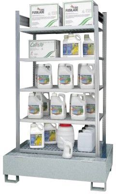 LACONT Kleingebinde-Gefahrstoffregal mit Standwanne - zur Lagerung von Pflanzenschutzmitteln und entzündbaren Flüssigkeiten