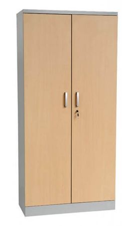 GS Aktenschrank | Stahlschrank mit Dekortüren 195x92x42 SILBER/BUCHE