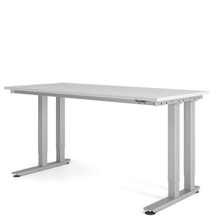 Hammerbacher VHD4180 8 Schreibtisch | Sitz-Stehtisch Schwerlast| doppeltem T-Fuß-Gestell-Grau