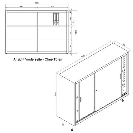 Schiebetürschrank , technische Zeichnung