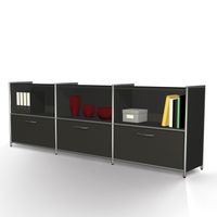 Chromeline Sideboard 2 /3 mit 3 Schubladen | 78 x 236 x 38 cm | Anthrazit, Weiß, Rot