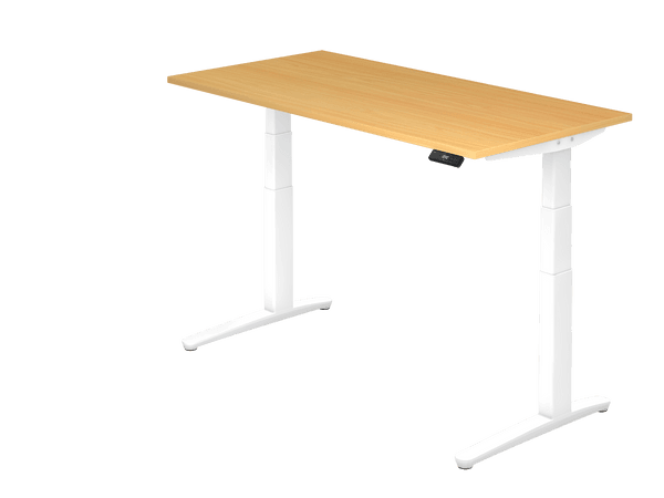 elektrisch höhenverstellbarer Tisch buche weiß